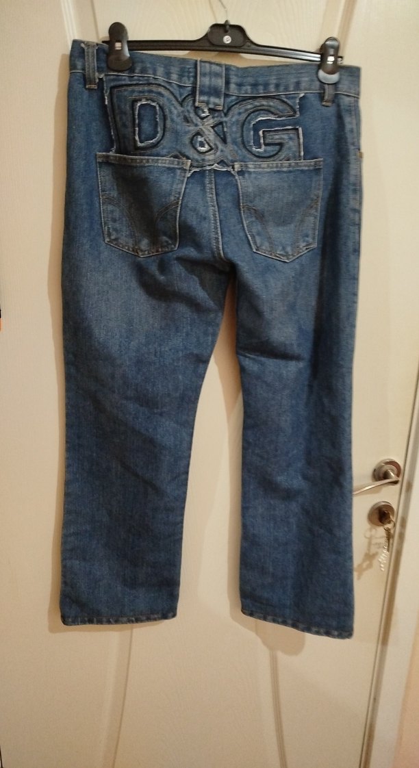 Düğmeli Düz Kesim Mavi Kadın Kot Pantolon - Görsel 2