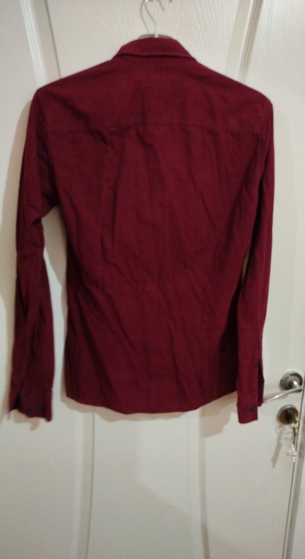 Bordo Erkek Bohem Uzun Kollu Gömlek - Görsel 2