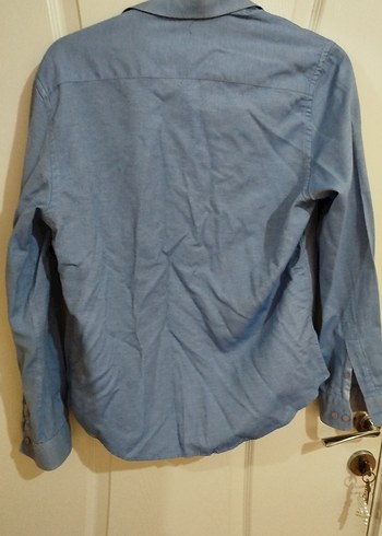 Düğmeli Erkek Mavi Denim Gömlek - Görsel 2