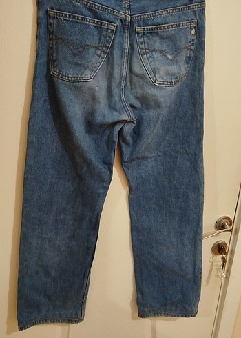 Kadın Mavi Bol Kesim Midi Denim Jean - Görsel 2