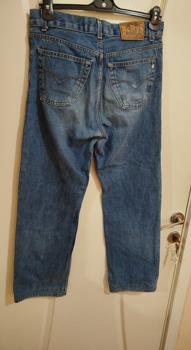 Kadın Mavi Bol Kesim Midi Denim Jean - Görsel 2