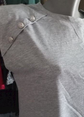 Pierre Cardin Düğmeli Gri Kadın Tişört