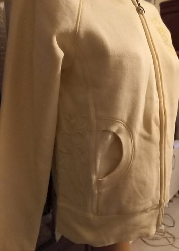 Divarese Beyaz Kapüşonlu Fermuarlı Kadın Sweatshirt