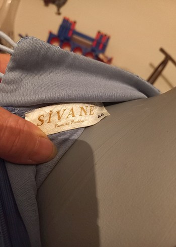 44 Beden gri Renk Uzun Kollu Gri Vintage Bohem Elbise