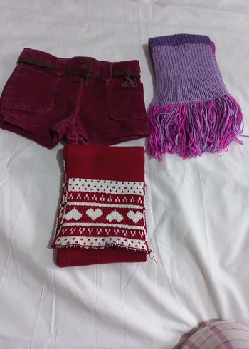 Bordo Kemerli kadife Kız Şortu - Görsel 2