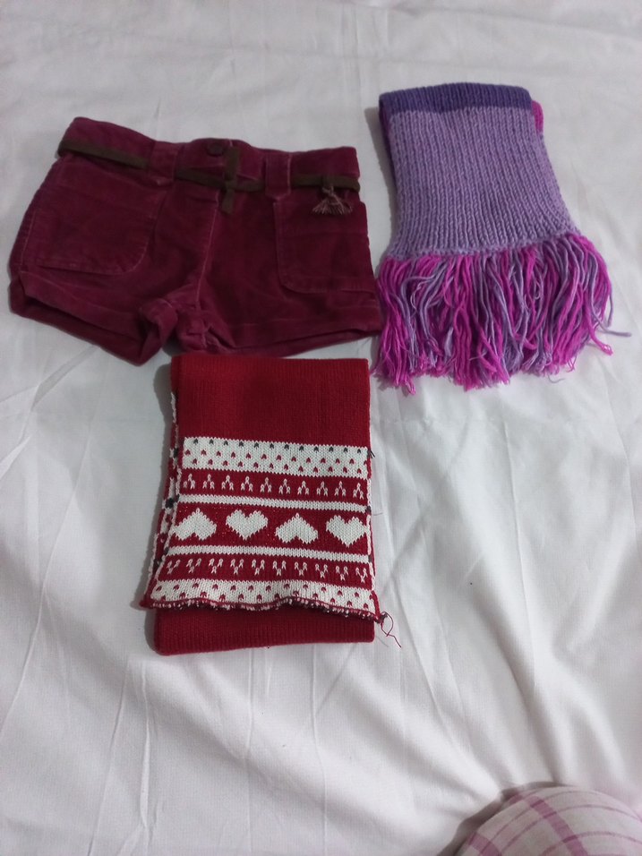 Bordo Kemerli kadife Kız Şortu - Görsel 2