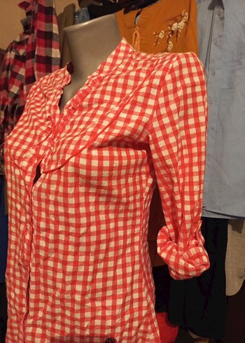 LC WAİKİKI Kırmızı Kareli Pamuklu Uzun Kollu Gömlek - Görsel 7