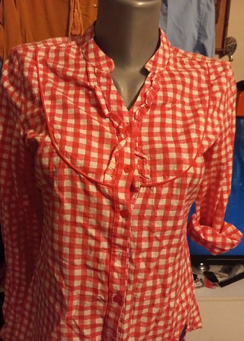 LC WAİKİKI Kırmızı Kareli Pamuklu Uzun Kollu Gömlek - Görsel 2