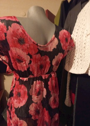 ZET BEACH Pembe V Yaka Bohem Midi plaj elbisesi - Görsel 6