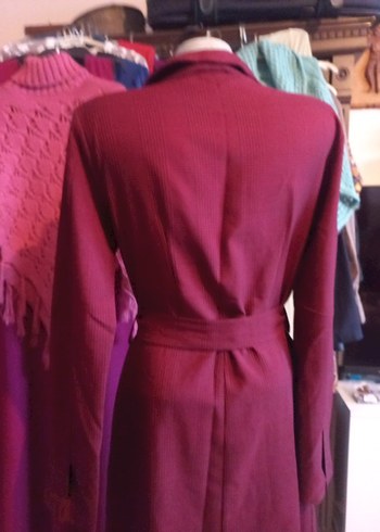 VİNTAG TRENDYOL Bordo Düğmeli Uzun Kadın elbise - Görsel 6