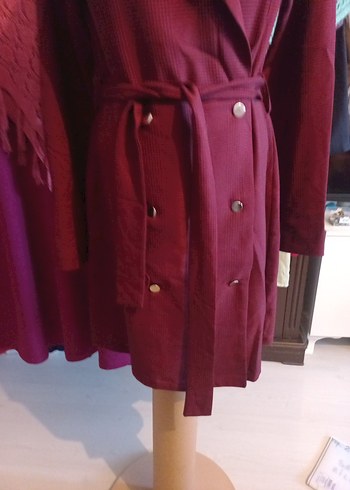 VİNTAG TRENDYOL Bordo Düğmeli Uzun Kadın elbise - Görsel 3