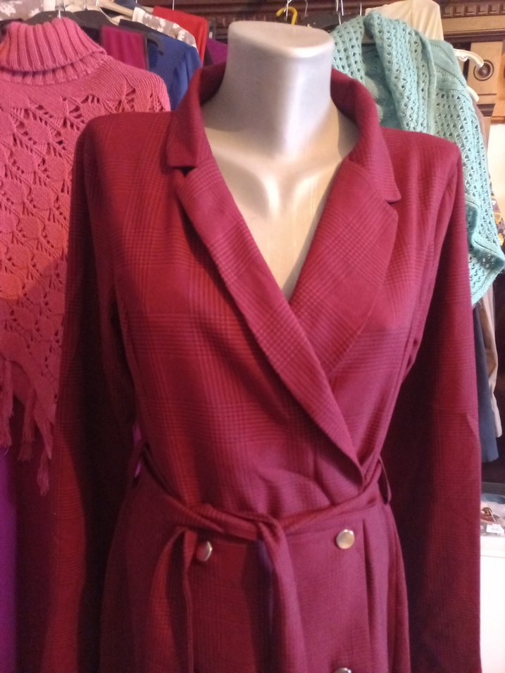 VİNTAG TRENDYOL Bordo Düğmeli Uzun Kadın elbise - Görsel 4