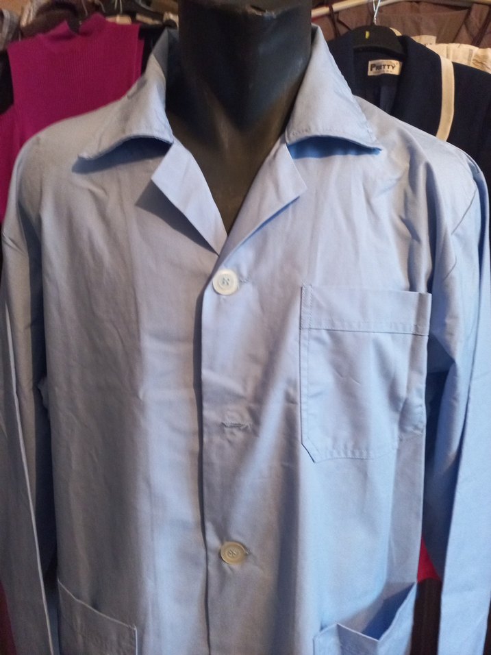 Erkek Mavi Uzun Kollu Düğmeli Pijama Üstü - Görsel 2