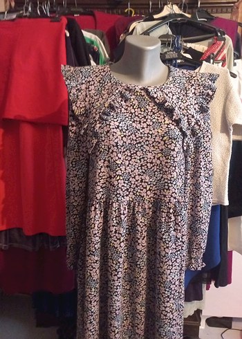 MONKİ MARKA Uzun Bohem Renkli Fırfırlı hamile Elbise - Görsel 2