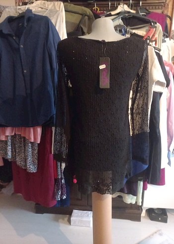 Siyah Dantel Detaylı Triko Midi Elbise - Görsel 7