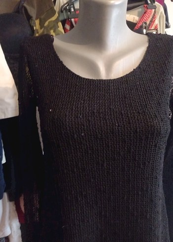 Siyah Dantel Detaylı Triko Midi Elbise - Görsel 5