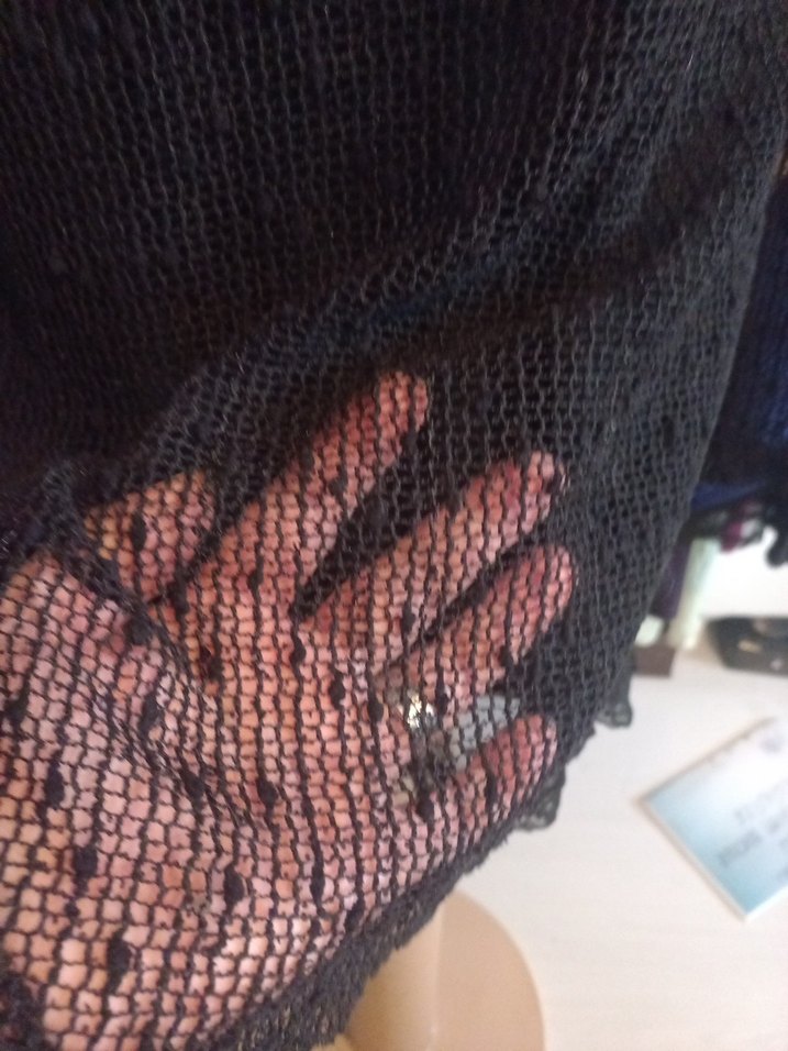 Siyah Dantel Detaylı Triko Midi Elbise - Görsel 4