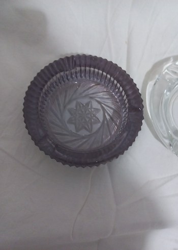 VİNTAG  Mor ve Şeffaf Cam Küllük Seti - Görsel 2