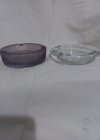 VİNTAG  Mor ve Şeffaf Cam Küllük Seti - Görsel 4