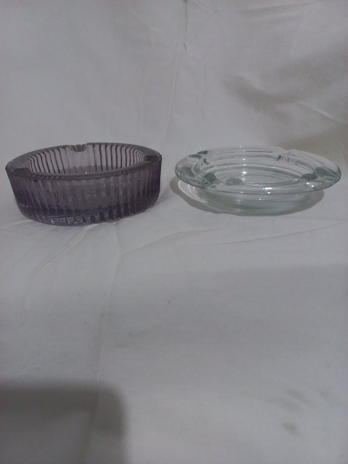 VİNTAG  Mor ve Şeffaf Cam Küllük Seti - Görsel 4