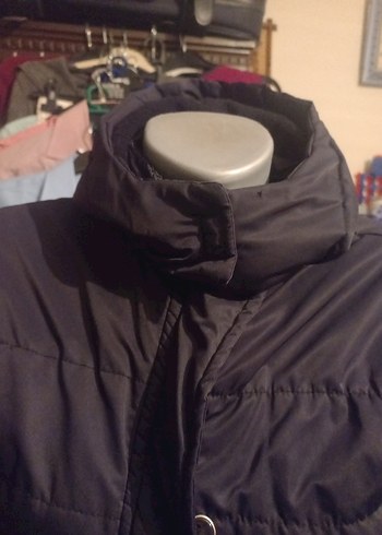 Düğmeli Siyah Kadın Ceket, Yüksek Yakalı - Görsel 3