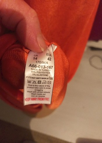 VİNTAG  Turuncu V Yaka Uzun Salaş Kadın Elbise - Görsel 6