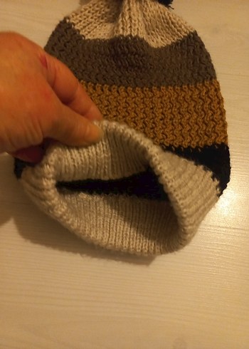 Kadın Örgü Bere, Püsküllü, Kahverengi Tonlar - Görsel 3