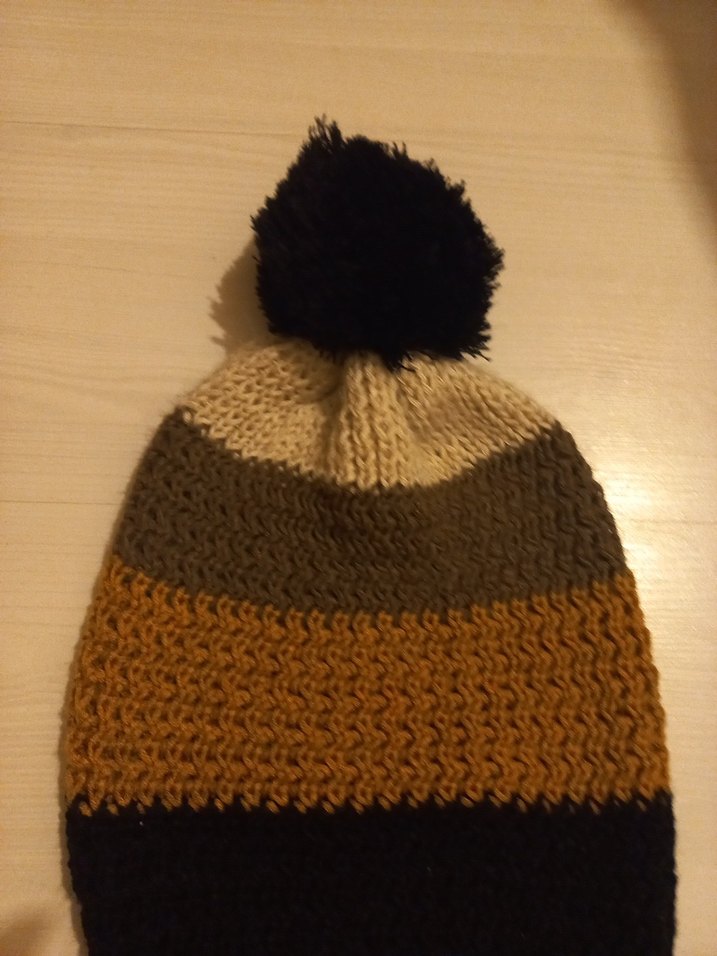 Kadın Örgü Bere, Püsküllü, Kahverengi Tonlar - Görsel 2