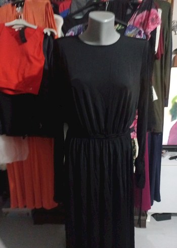 Siyah Uzun Kollu Piliseli Kadın Elbise - Görsel 2