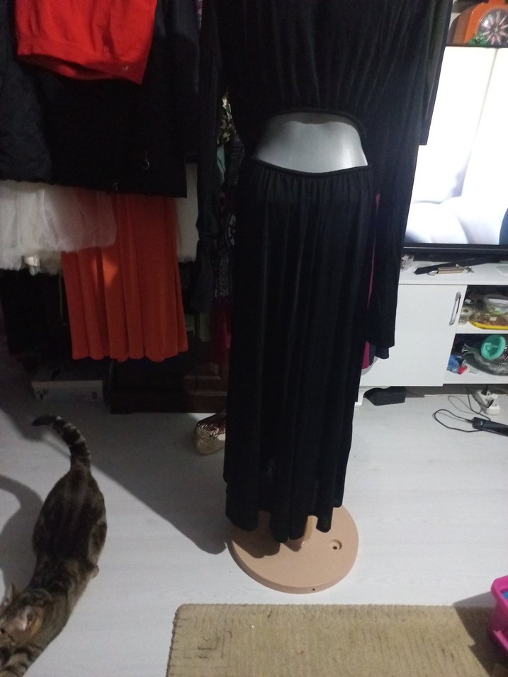 Siyah Uzun Kollu Piliseli Kadın Elbise - Görsel 4