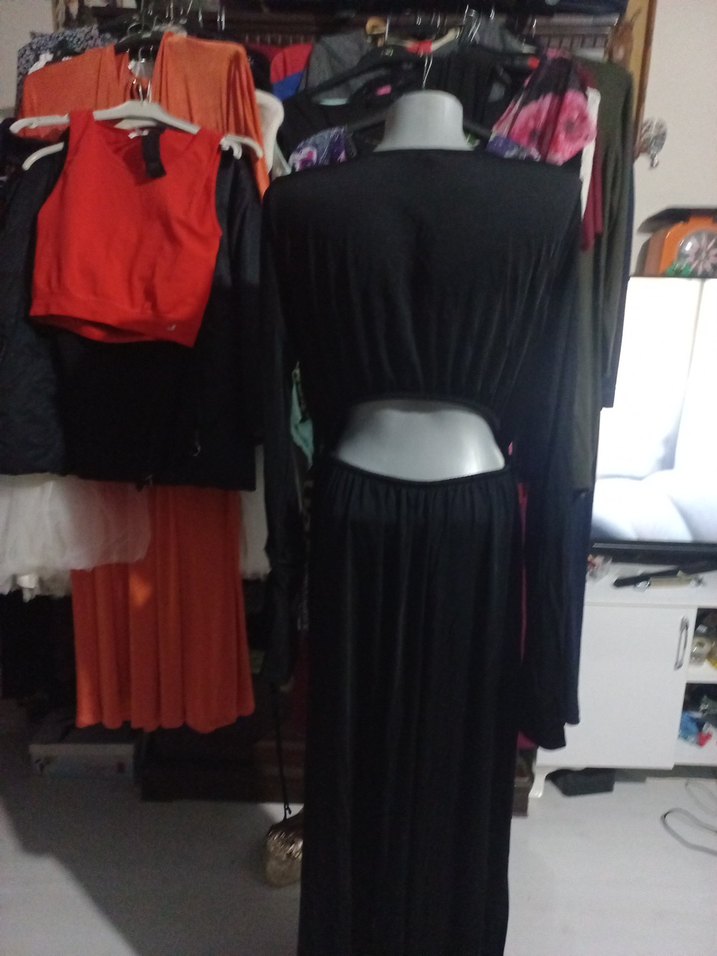 Siyah Uzun Kollu Piliseli Kadın Elbise - Görsel 5