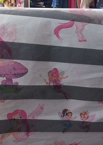 Pembe Gri Desenli stor perde kumaşı