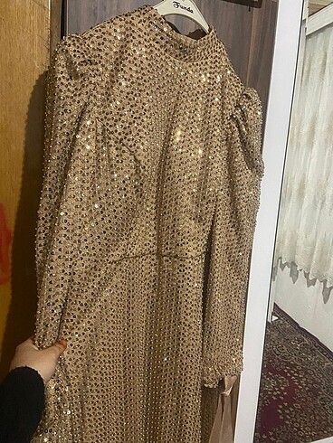 46 Beden camel Renk Nişan Abiyesi