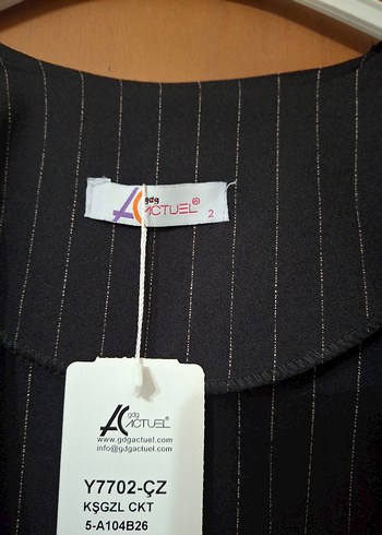 Diğer Düğmeli Siyah Çizgili Uzun Kadın Blazer