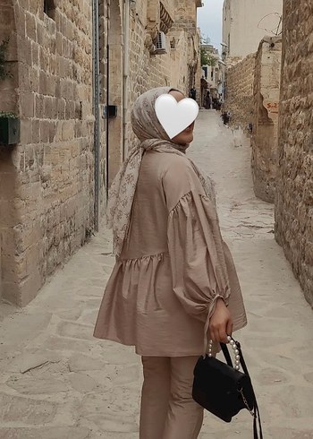 l Beden camel Renk Diger Bej Uzun Kollu Kadın Tunik