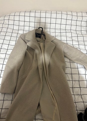 Düğmeli Bej Kadın Süet Kaban - Görsel 2