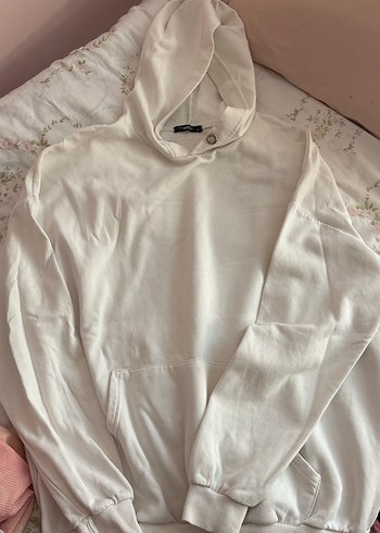 Düğmeli Beyaz Kadın Sweatshirt - Görsel 2