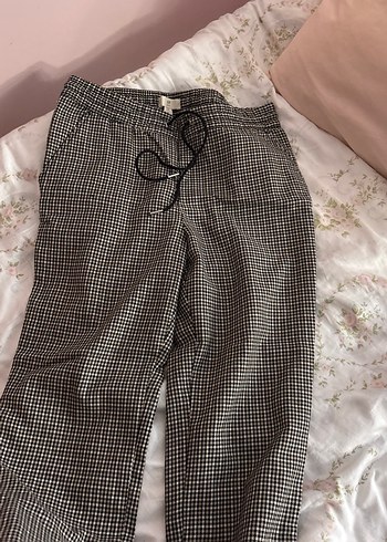 Gri Ekose Pamuklu Kadın Midi Pantolon - Görsel 3