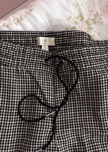 Gri Ekose Pamuklu Kadın Midi Pantolon - Görsel 2