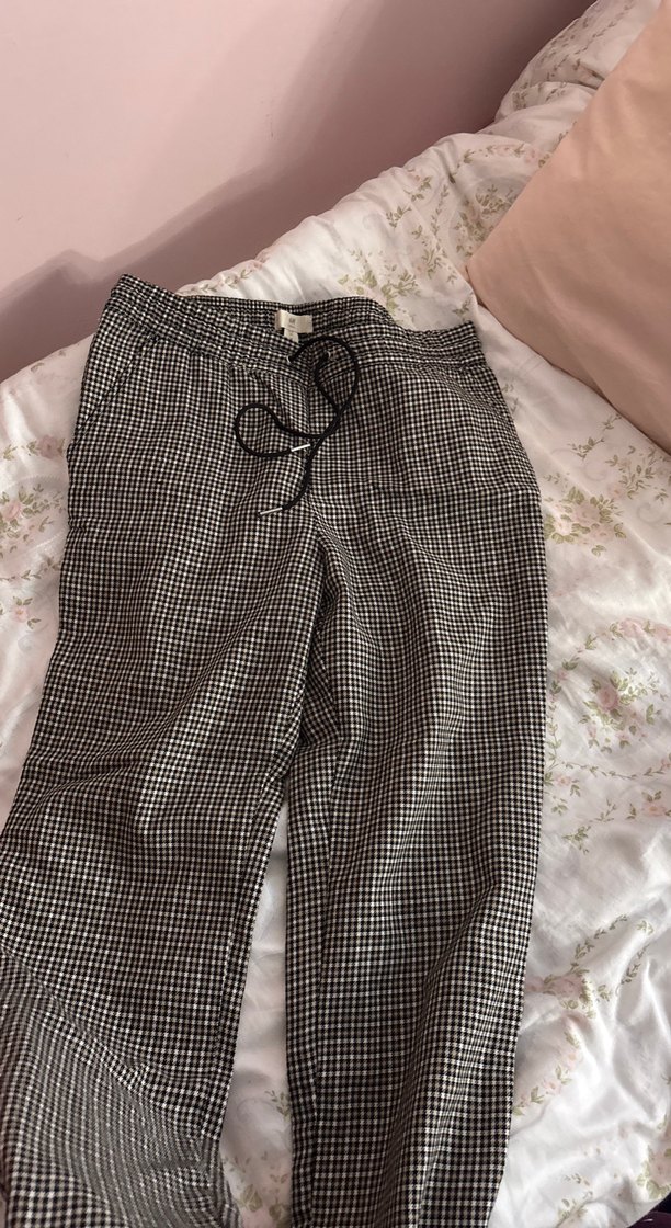 Gri Ekose Pamuklu Kadın Midi Pantolon - Görsel 3