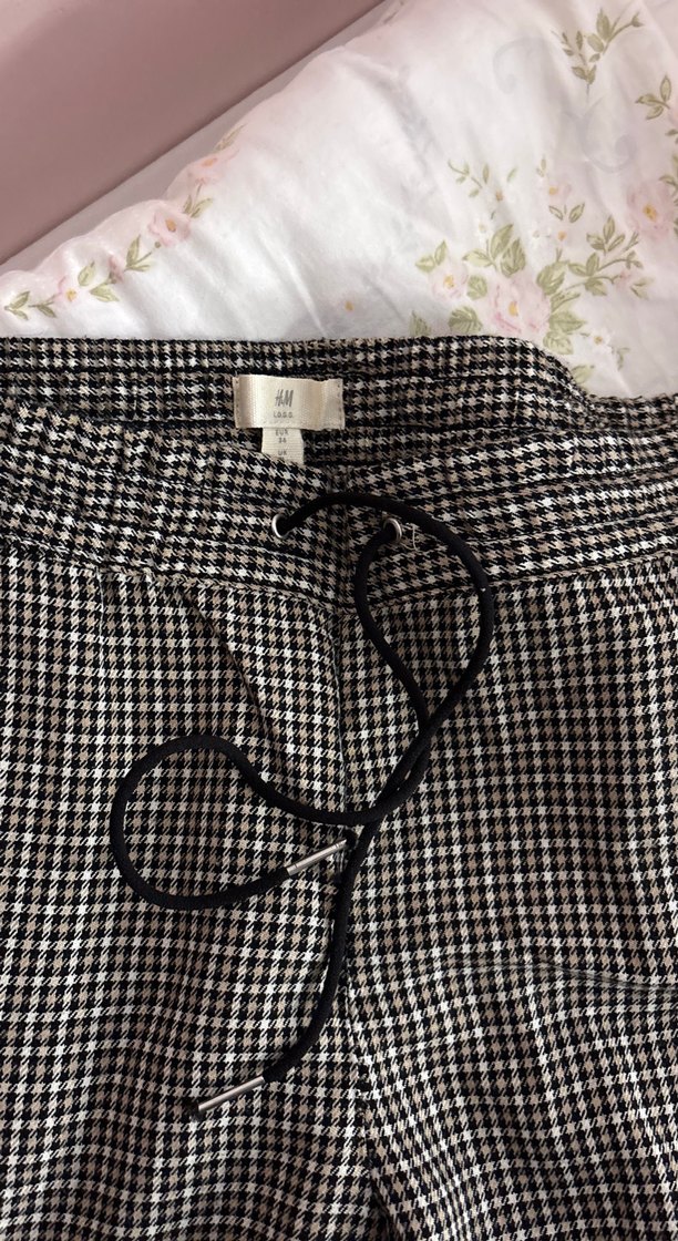 Gri Ekose Pamuklu Kadın Midi Pantolon - Görsel 2