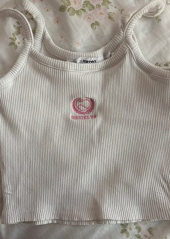 Beyaz Kız Çocuk İnce Askılı Triko Atlet - Görsel 2