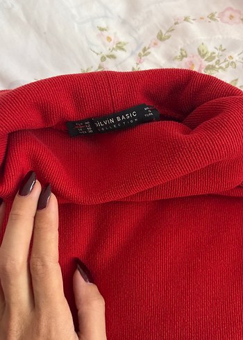 Kırmızı Boğazlı Kadın Sweatshirt - Görsel 3