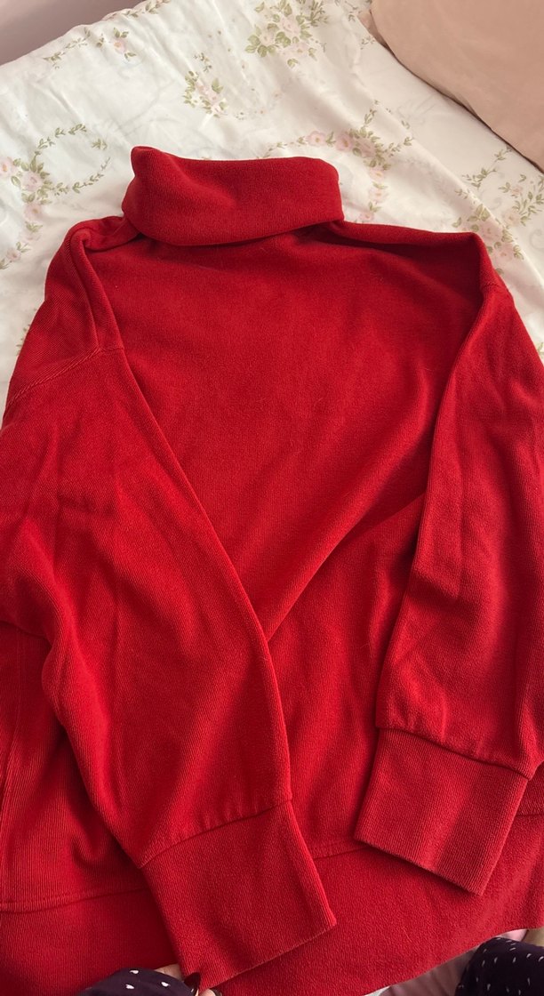 Kırmızı Boğazlı Kadın Sweatshirt - Görsel 2