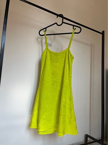 H&M H&M Neon Sarı Askılı Mini Elbise - XS