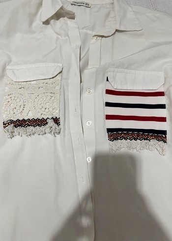 Diğer Nakış Detaylı Kadın Beyaz Gömlek