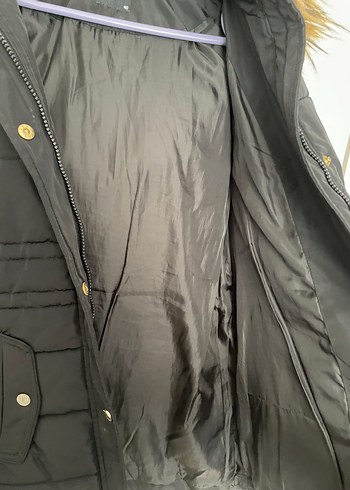 Siyah, Kürklü, Midi Boy Kadın Mont - Görsel 5