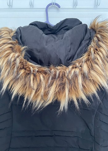 Siyah, Kürklü, Midi Boy Kadın Mont - Görsel 7