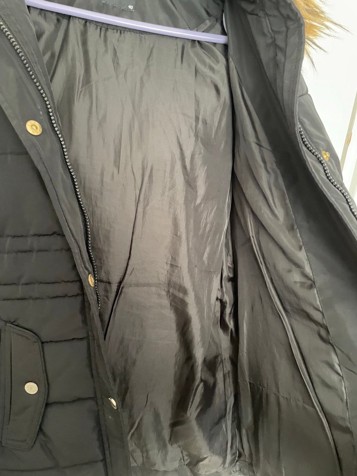 Siyah, Kürklü, Midi Boy Kadın Mont - Görsel 5