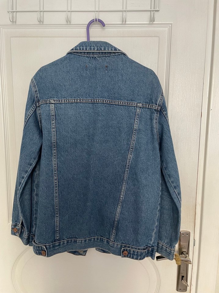 Düğmeli Kadın Mavi Kot Ceket - Görsel 3